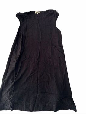Mordenmiss Linen Cotton Sleeveless Black Dress Relaxed Pockets Minimalist XL